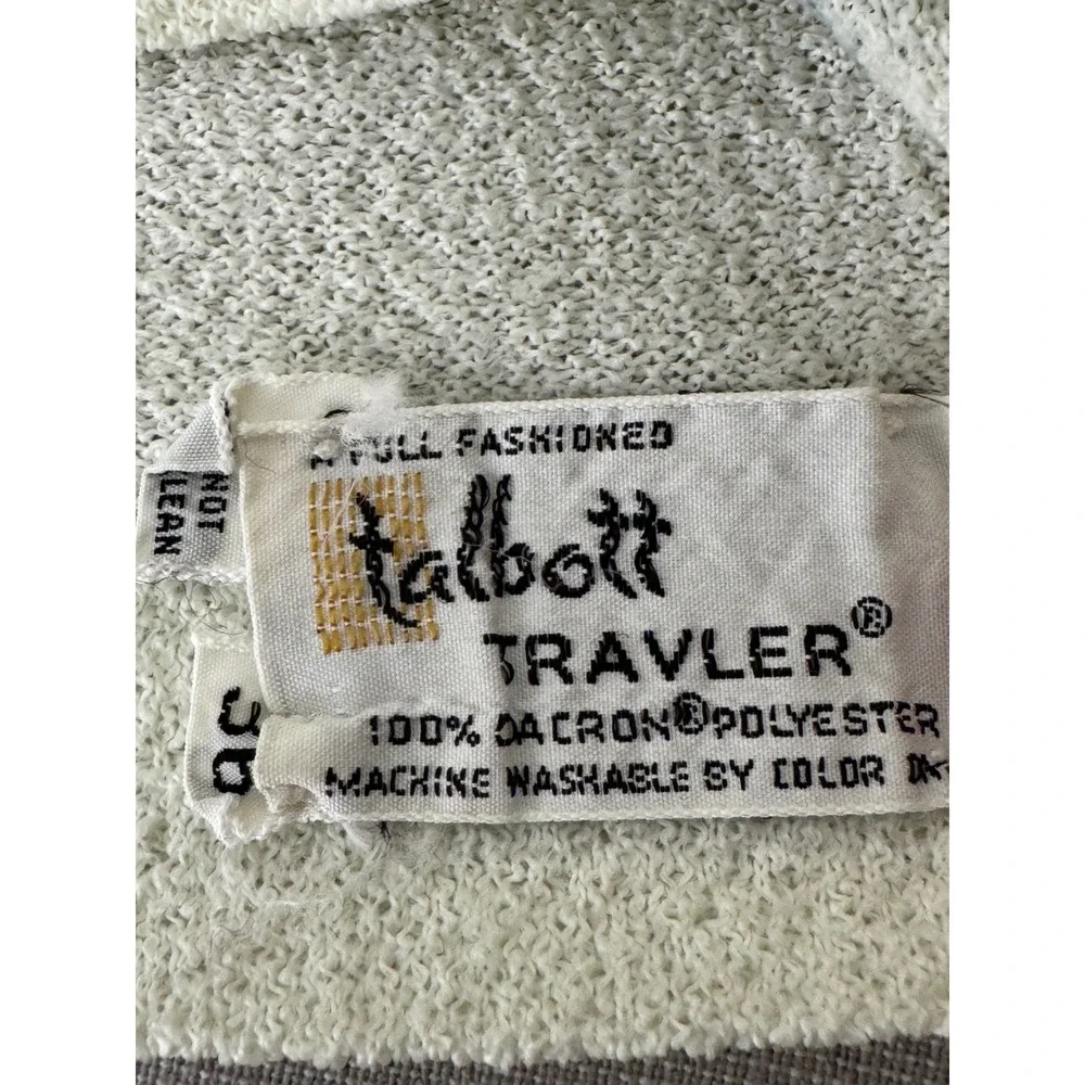 Vintage '60s Talbott Traveler Dacron‎ Cardigan Cream/Blue Small